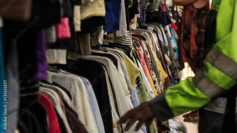 View of Racks with Colorful Women Clothes in Shop View of Racks with Colorful Women Clothes in Shop