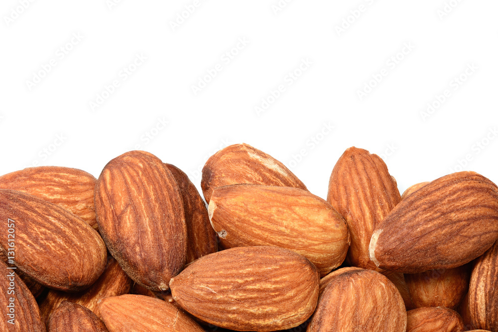 Closeup of Almonds on white Closeup of Almonds on white
