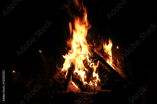 bonfire at night and candles