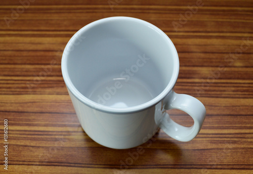 Emtry white cup on laminate