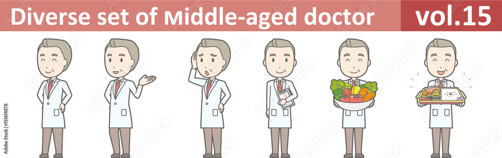 Diverse set of middle-aged male doctor,EPS10 vector format vol.1 Diverse set of middle-aged male doctor,EPS10 vector format vol.1