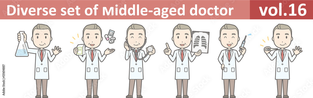 Diverse set of middle-aged male doctor,EPS10 vector format vol.1