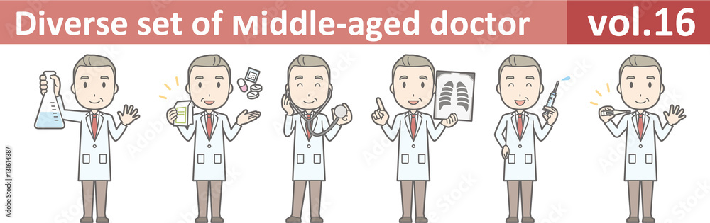 Diverse set of middle-aged male doctor,EPS10 vector format vol.1 Diverse set of middle-aged male doctor,EPS10 vector format vol.1