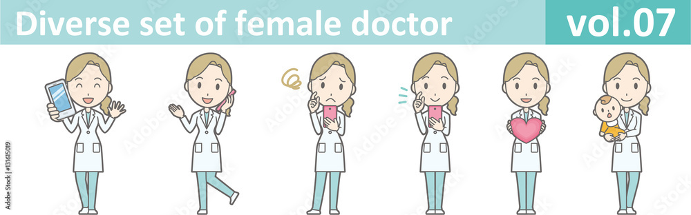 Diverse set of female doctor , EPS10 vector format vol.07 Diverse set of female doctor , EPS10 vector format vol.07