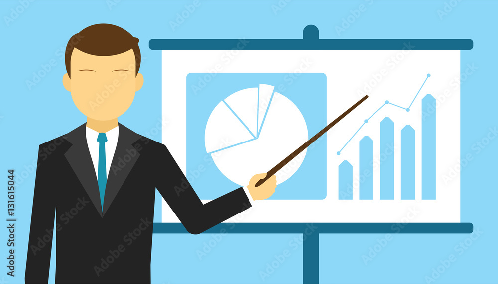 Man training presentation in front people Man training presentation in front people