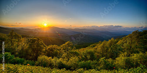 Tableau sur toile Blue Ridge Parkway summer Appalachian Mountains Sunset