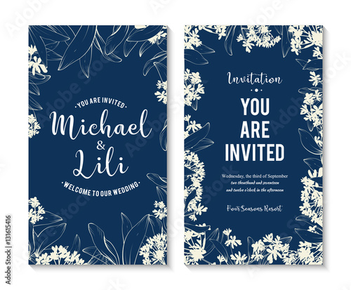 Floral background for invitation card. banners set