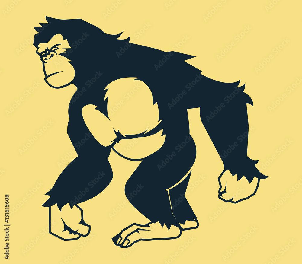 Obraz premium Walking Ape Line Art