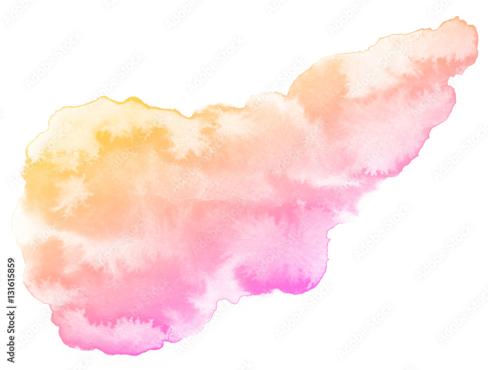 Abstract pink watercolor on white background.The color splashing on the paper.It is a hand drawn.