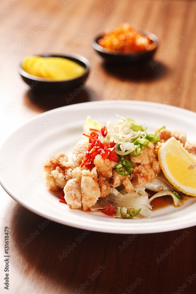 yuringi, Fried Chicken with Hot and Sour Soy Sauce, 유린기 yuringi, Fried Chicken with Hot and Sour Soy Sauce, 유린기