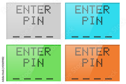 Enter pin digital display. Colored set