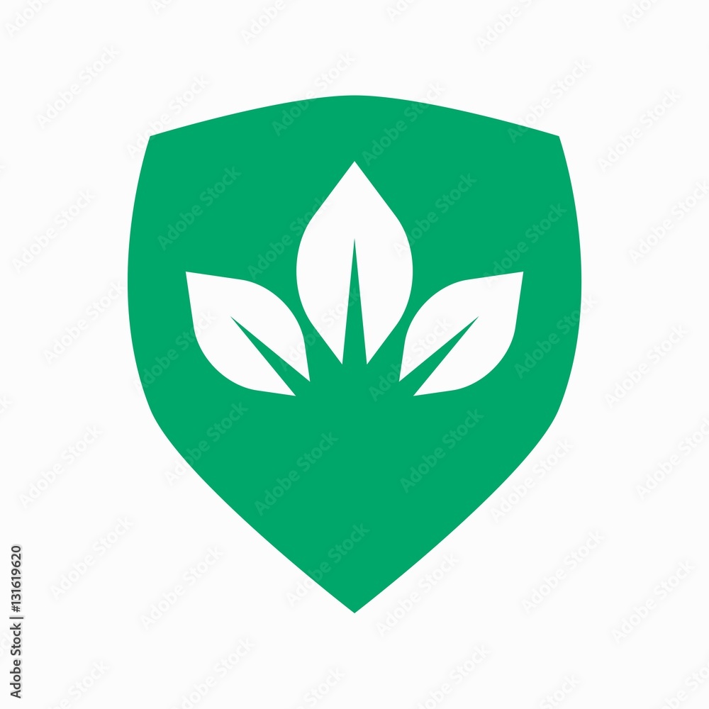 leaves in the shield logo design Stock Vector | Adobe Stock