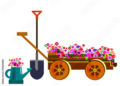 garden vector equipment illustration rake watering can