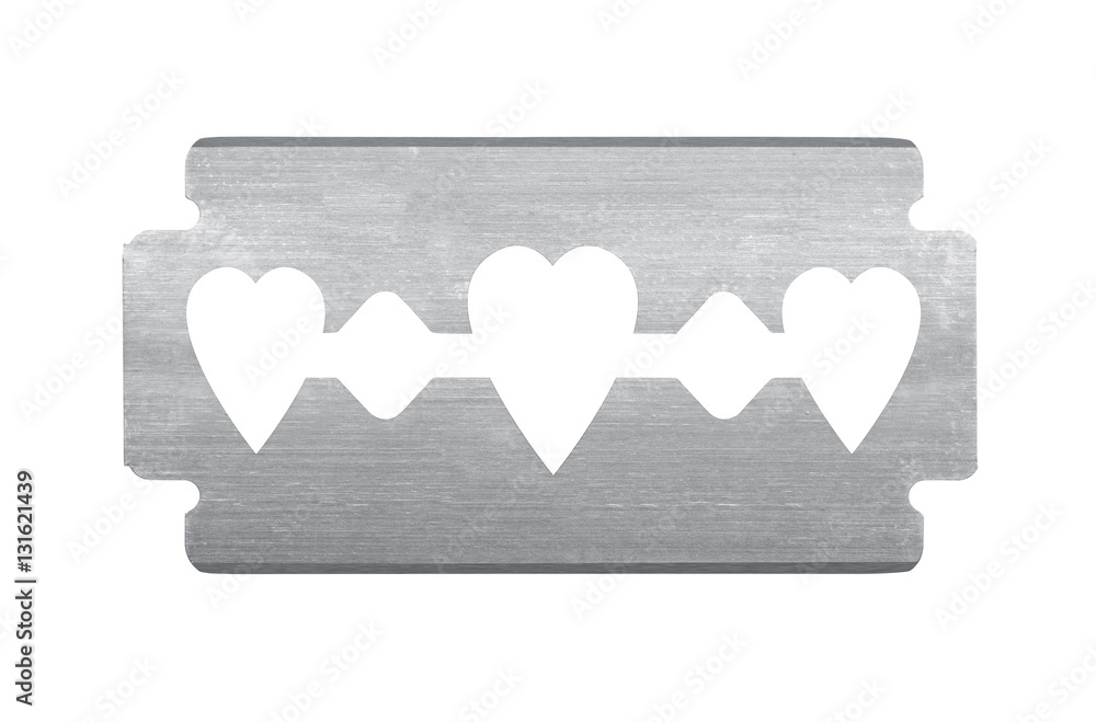 razor with heart shape isolated on white razor with heart shape isolated on white