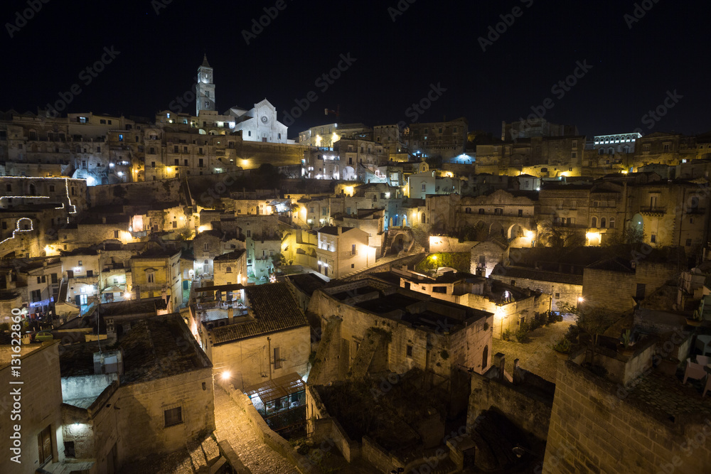 ancient town of matera by night