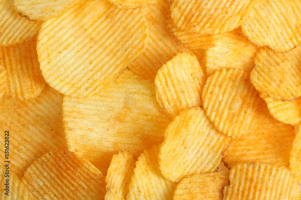 Background of potato chips. Background of potato chips.