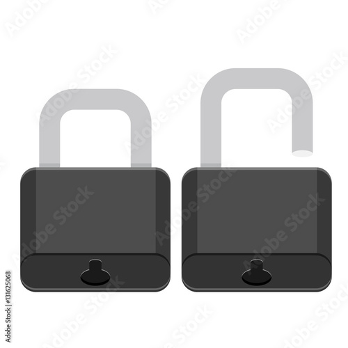 Opened and closed locks. Flat locks