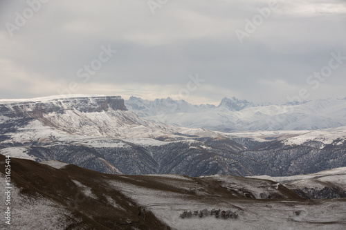 Russia. The first snow in late autumn in the Caucasus Mountains