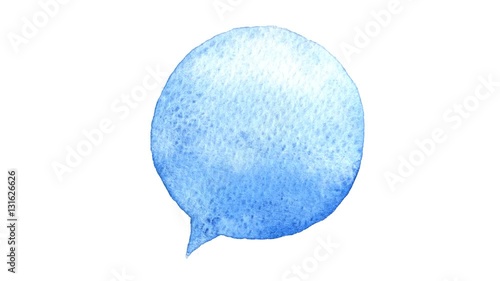 Speak blue bubble watercolor. Seamless loop animation. Hand drawn illustration on transparent background. PNG plus Alpha channel. In 4K ultra HD resolution. Hand drawn speech bubble.