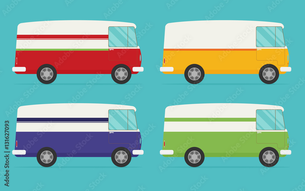 Set of color trucks. Isolated trucks. Vector illustration flat 