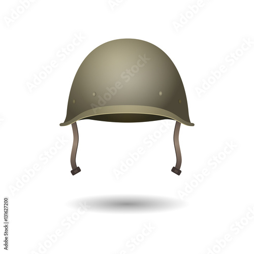 Military classical green helmet. Infantry wear of Second World War