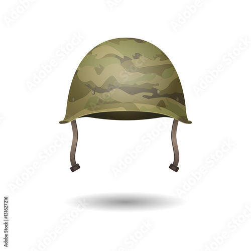 Military modern helmet with camouflage patterns. Vector illustration.