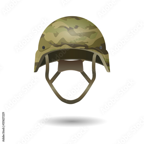 Paintball military modern camouflage helmet. Army symbol of defense.