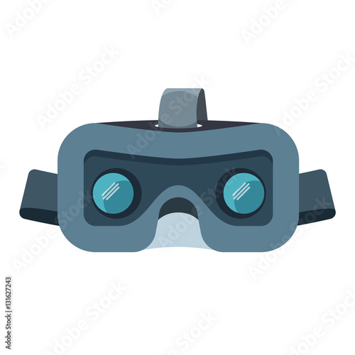 VR headset isolated on white. Stereoscopic virtual reality vector illustration