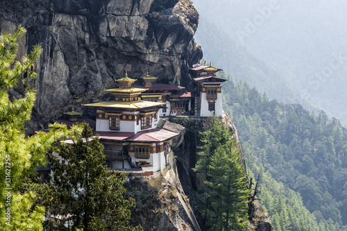 Taktshang monastery, Bhutan - Tigers Nest Monastery also know as Taktsang Palphug Monastery. Located in the cliffside of the upper Paro valley, in Bhutan. photo