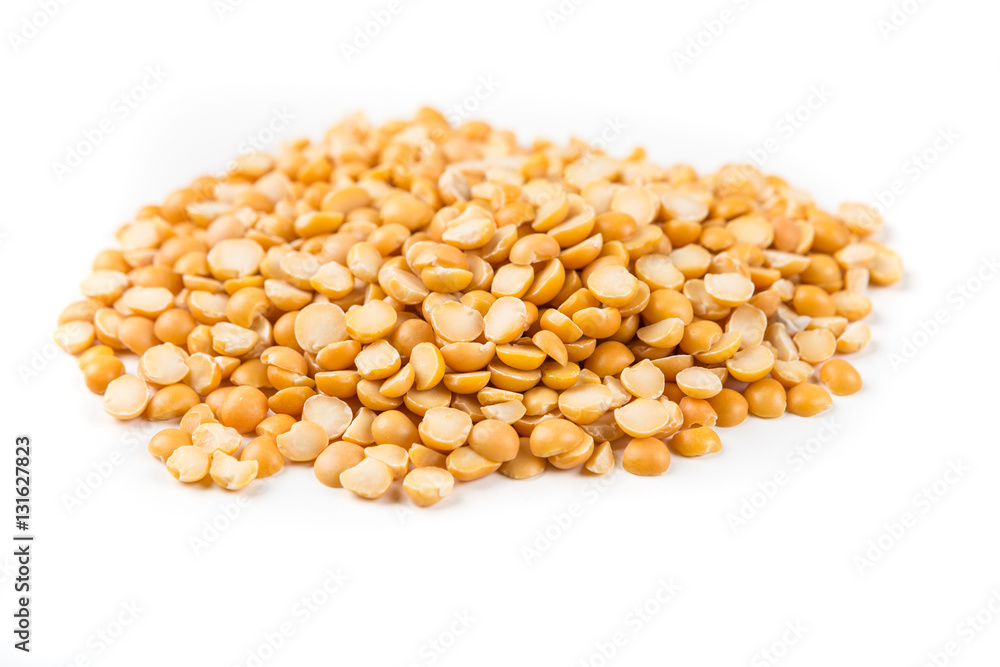 Yellow split peas isolated on a white background Yellow split peas isolated on a white background