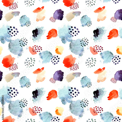 Watercolor seamless pattern dot memphis fashion style  bright de