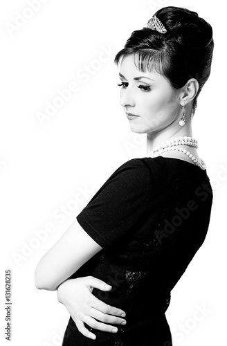 vintage  Portrait of a beautiful young elegant woman.