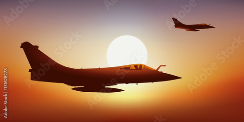 Avion de chasse - Coucher de soleil