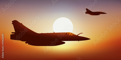 Avion de chasse - Coucher de soleil