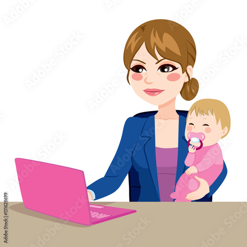 Focused mother multitasking...