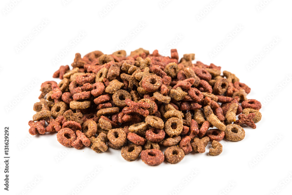 Pile of cat food isolated on a white background Pile of cat food isolated on a white background