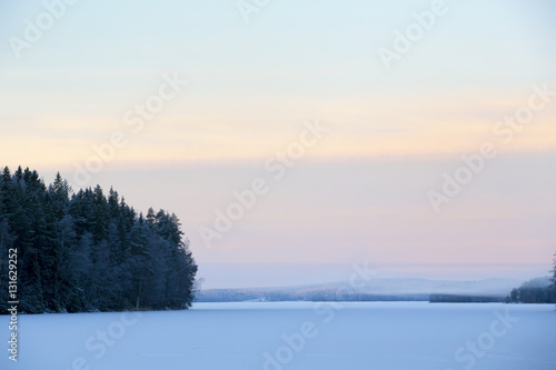 Beautiful winter morning with pastel colors in the sky.