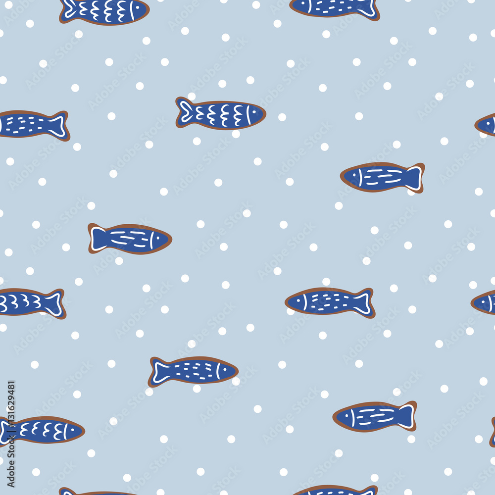 Naklejka premium vector seamless pattern with sea fish. children's drawing. tourist summer pattern. Bubbles in the background