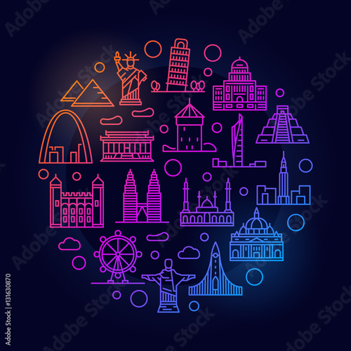 Landmarks colorful illustration