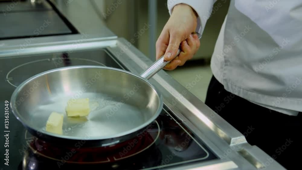the butter melts in the pan. the butter melts in the pan.