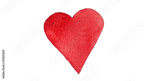 Watercolor painted red heart. Perfect for Valentine's day. Seamless loop animation. Hand drawn illustration on transparent background. PNG plus Alpha channel. In 4K ultra HD resolution.