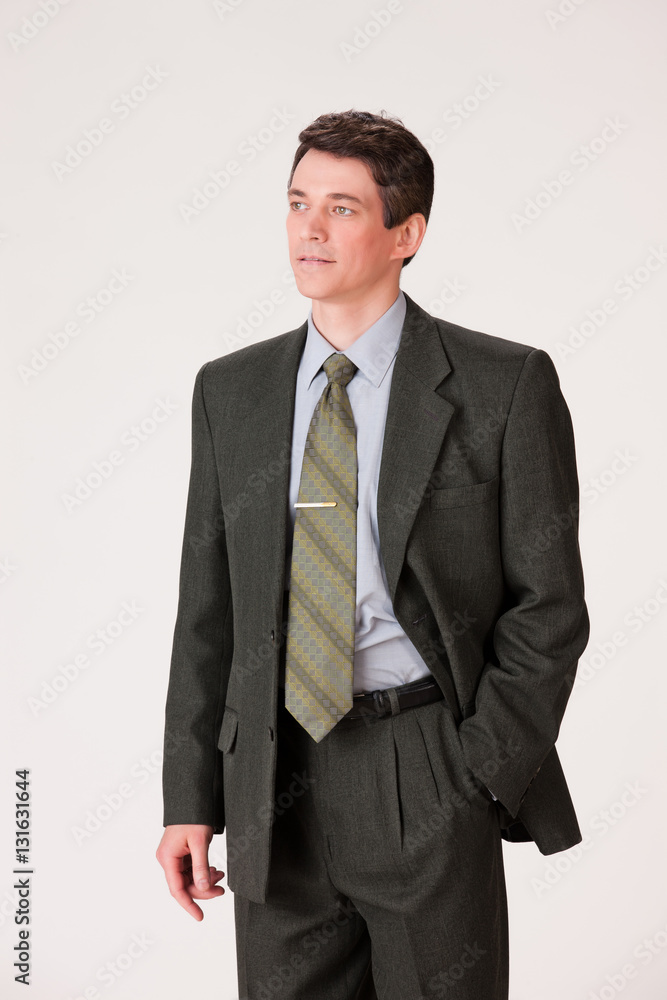 Fototapeta premium Young Emotional Man In A Business Suit