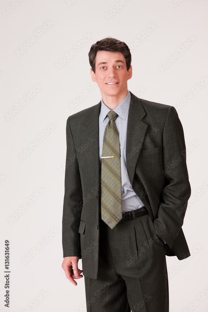 Fototapeta premium Young Emotional Man In A Business Suit