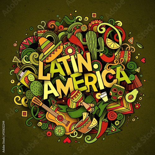Latin America. Cartoon vector hand drawn Doodle illustration