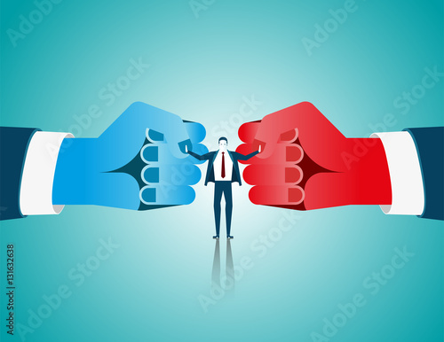 Fototapeta Businessman mediate with lawyer separating two fist glove opposi