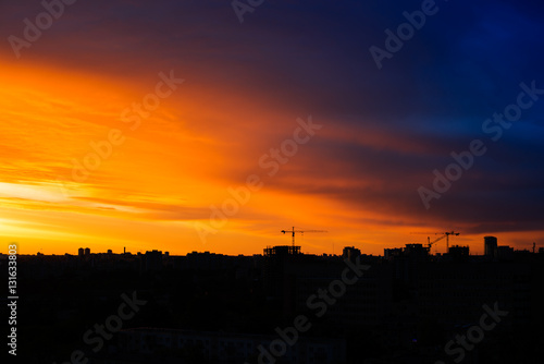industrial landscape, the sunrise over the city