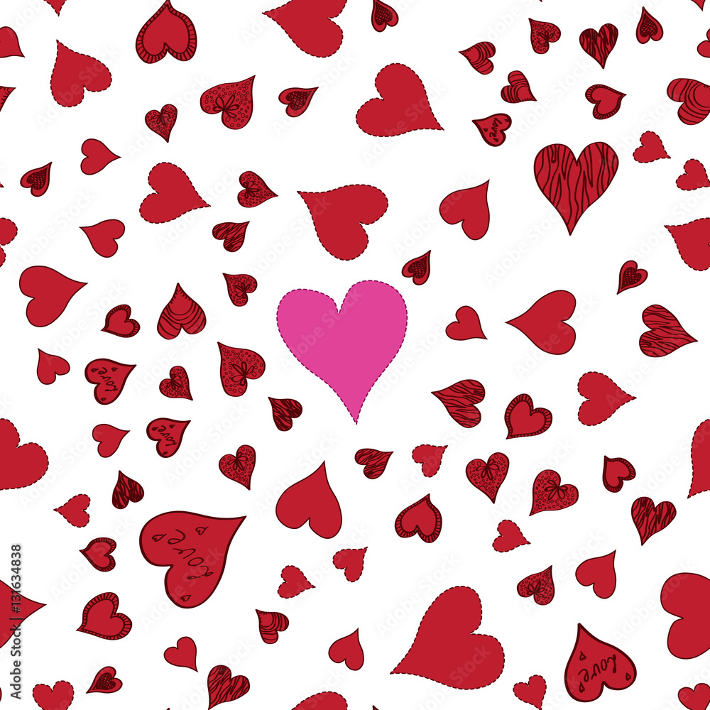 Seamless pattern with hearts on white Seamless pattern with hearts on white