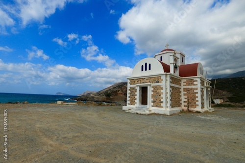 Orthodox Church of Pachia Ammos  and the coast , Crète, Greece 

 photo