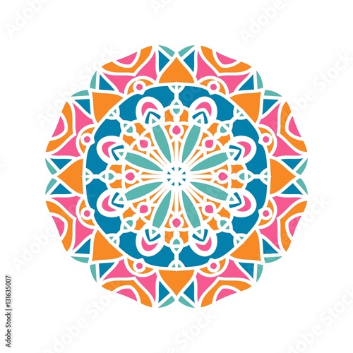 Kaleidoscope big bud. Oriental pattern illustration. Flower background