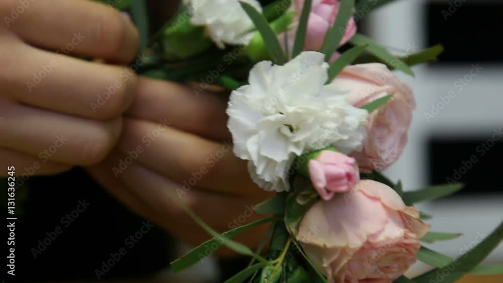 Master class of a florist making flower ring. Master class of a florist making flower ring.